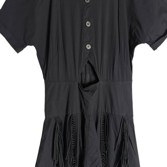 Bibhu Mohapatra Black Cutout Fringe Midi Cocktail Dress Sz 4 - Picture 12 of 16